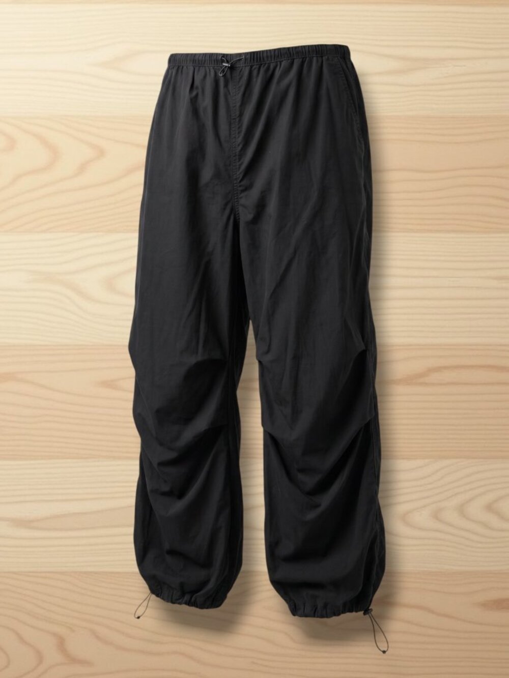 Divided H&M Black 100% Cotton Elastic Waist Wide Leg Drawstring Pants L